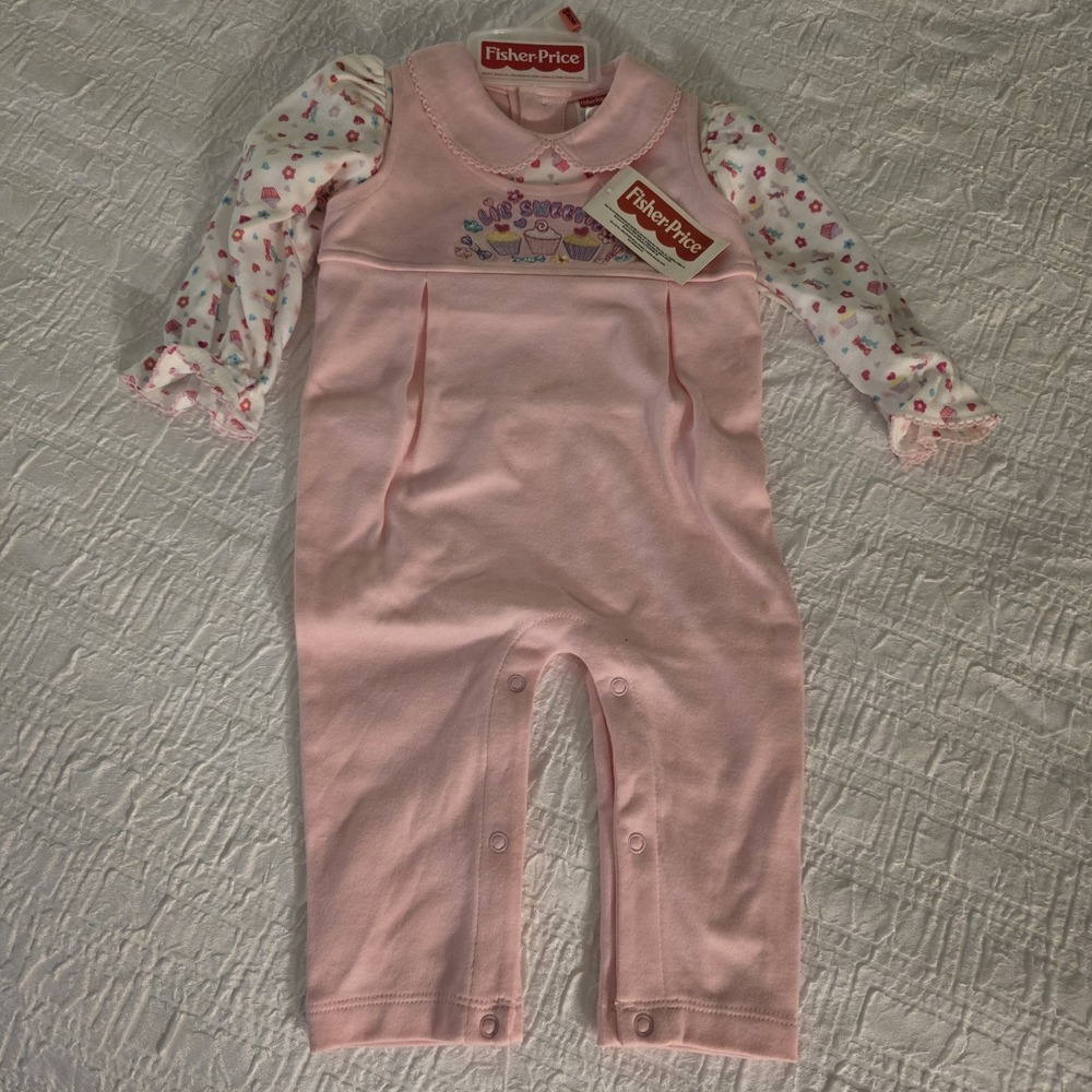 Vintage 2007 Fisher Price Baby Girl Romper 6-9M Cupcake Pink NWT Deadstock